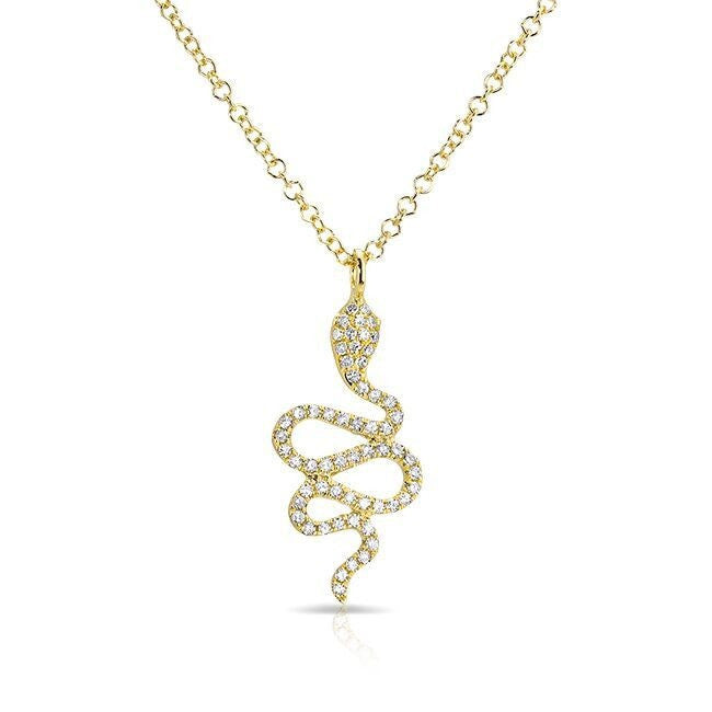 14KT Yellow Gold Diamond Snake Necklace