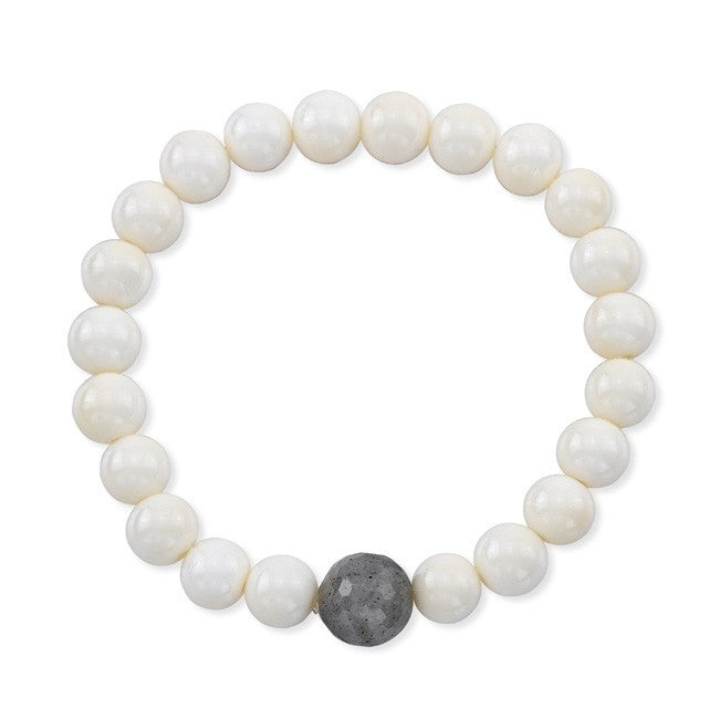 Buffalo Bone Stretch Bracelet with Labradorite Stone