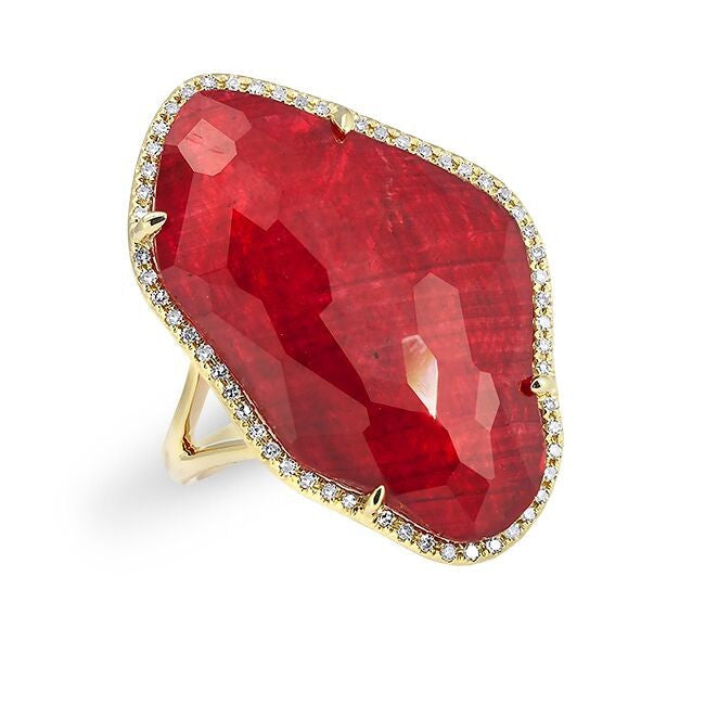 14KT Yellow Gold Ruby Nuage Diamond Ring