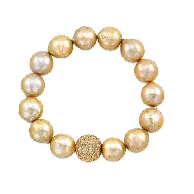 Champagne Pearl Bracelet with Gold Fill Laser Cut Ball