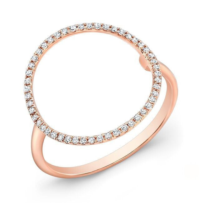 14KT Rose Gold Diamond Open Circle Diamond Ring