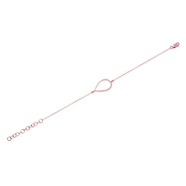 14KT Rose Gold Diamond Open Pear Bracelet