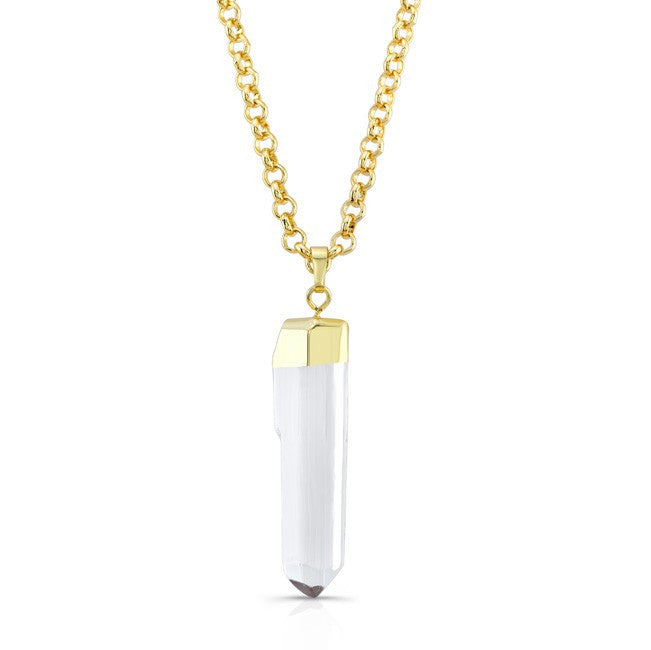 18KT Yellow Gold Crystal Pendant Necklace