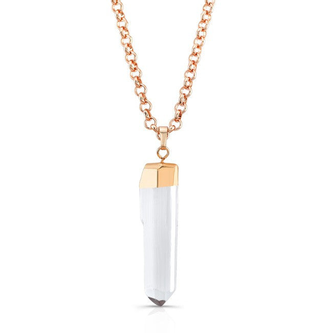 18KT Rose Gold Crystal Pendant Necklace
