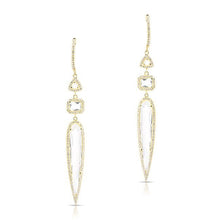 14KT Yellow Gold White Topaz Diamond Grace Drop Earrings