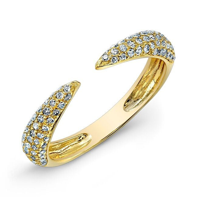 14KT Yellow Gold Diamond Horn Pinkie Ring