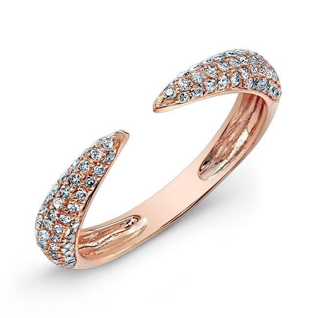 14KT Rose Gold Diamond Horn Pinkie Ring