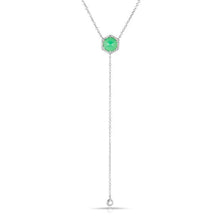 14KT White Gold Chrysoprase Diamond Flirt Lariat Necklace