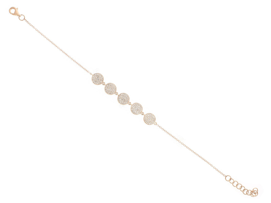 14KT Rose Gold Diamond Disc Bracelet