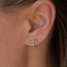 14KT White Gold Diamond Double Maverick Chevron Diamond Stud Earrings