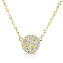 14KT Yellow Gold Diamond Small Disc Necklace