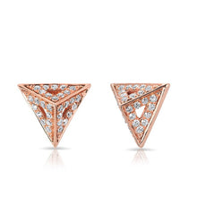 14KT Rose Gold Diamond Pyramid Triangle Cutout Stud Earrings