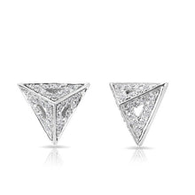14KT White Gold Diamond Pyramid Triangle Cutout Stud Earrings