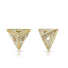 14KT Yellow Gold Diamond Pyramid Triangle Cutout Stud Earrings