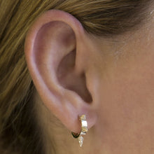 14KT Yellow Gold Diamond Punk Rock Huggie Earrings