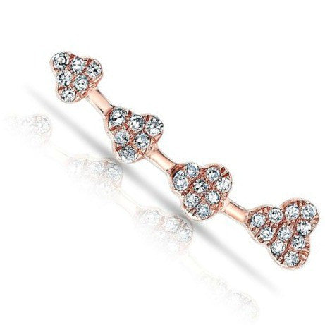 14KT Rose Gold Diamond Hearts Ear Cuff