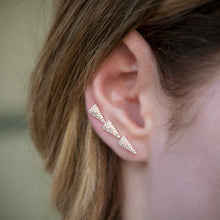14KT White Gold Triple Triangle Ear Cuff