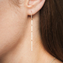 14KT Yellow Gold Diamond Hanging Bars Earrings