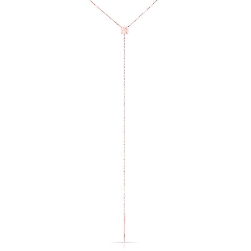 14KT Rose Gold Diamond Square Lariat Necklace