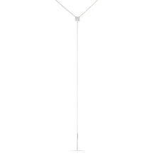 14KT White Gold Diamond Square Lariat Necklace