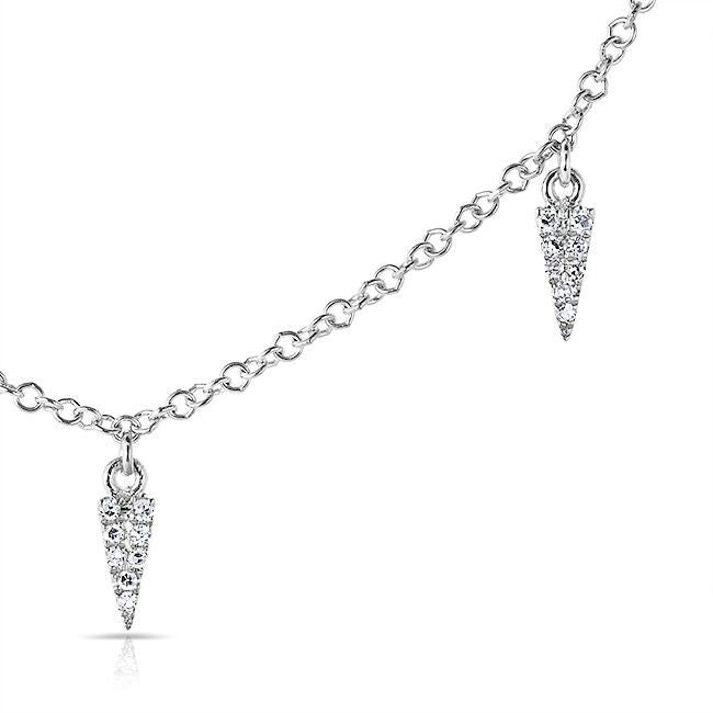 14KT White Gold Diamond Pine Necklace