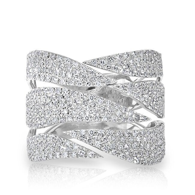 14KT White Gold Diamond Flame Ring