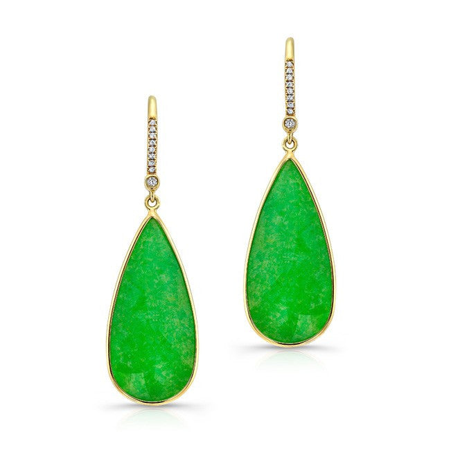 14KT Yellow Gold Jade Rose Cut Earrings