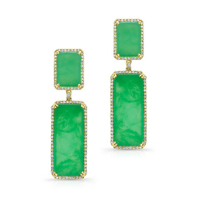 14KT Yellow Gold Chrysoprase Diamond Anna Earrings
