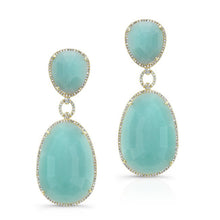 14KT Yellow Gold Amazonite Diamond Earrings