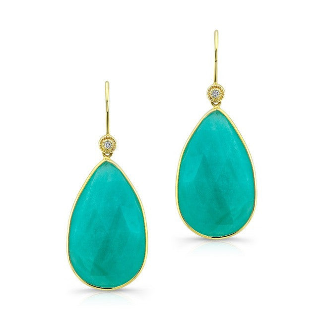 14KT Yellow Gold Amazonite Earrings