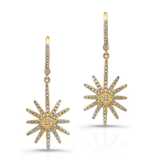 18KT Yellow Gold Diamond Nouveau Starburst Earrings