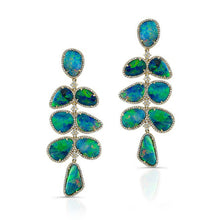 14KT Yellow Gold Opal Diamond Drop Earrings