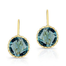 14KT Yellow Gold Blue Topaz Earrings