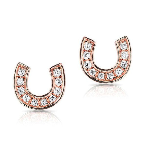 14KT Rose Gold Diamond Mini Horseshoe Stud Earrings