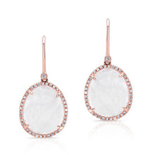 14KT Rose Gold Diamond Moonstone Organic Earrings