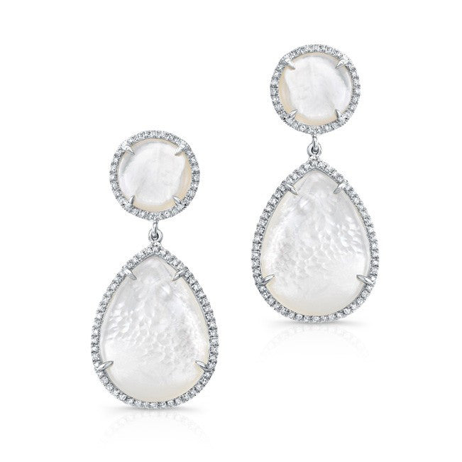 14KT White Gold Mother Of Pearl Cloud Earrings