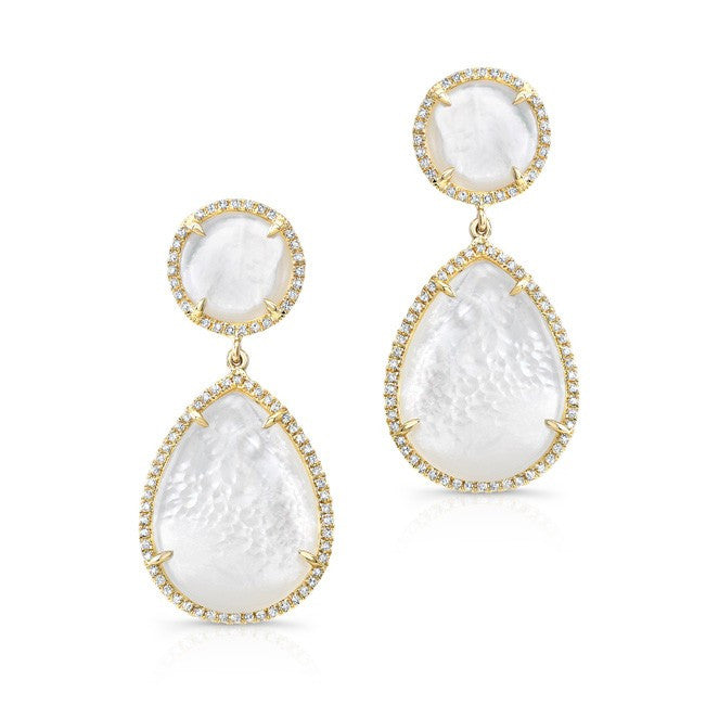 14KT Yellow Gold Mother Of Pearl Cloud Earrings