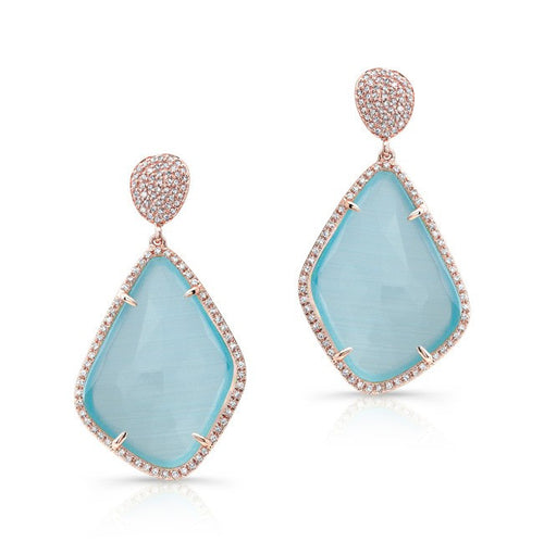 14KT Rose Gold Blue Satoya Diamond Earrings