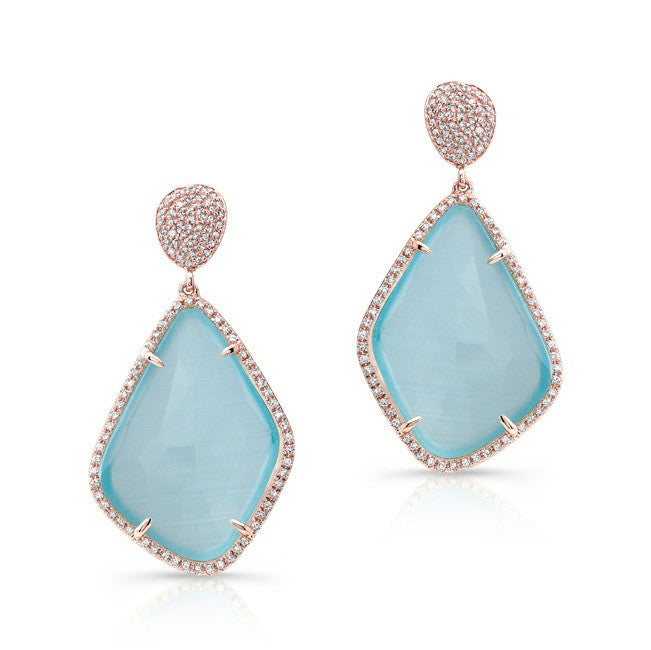 14KT Rose Gold Blue Satoya Diamond Earrings