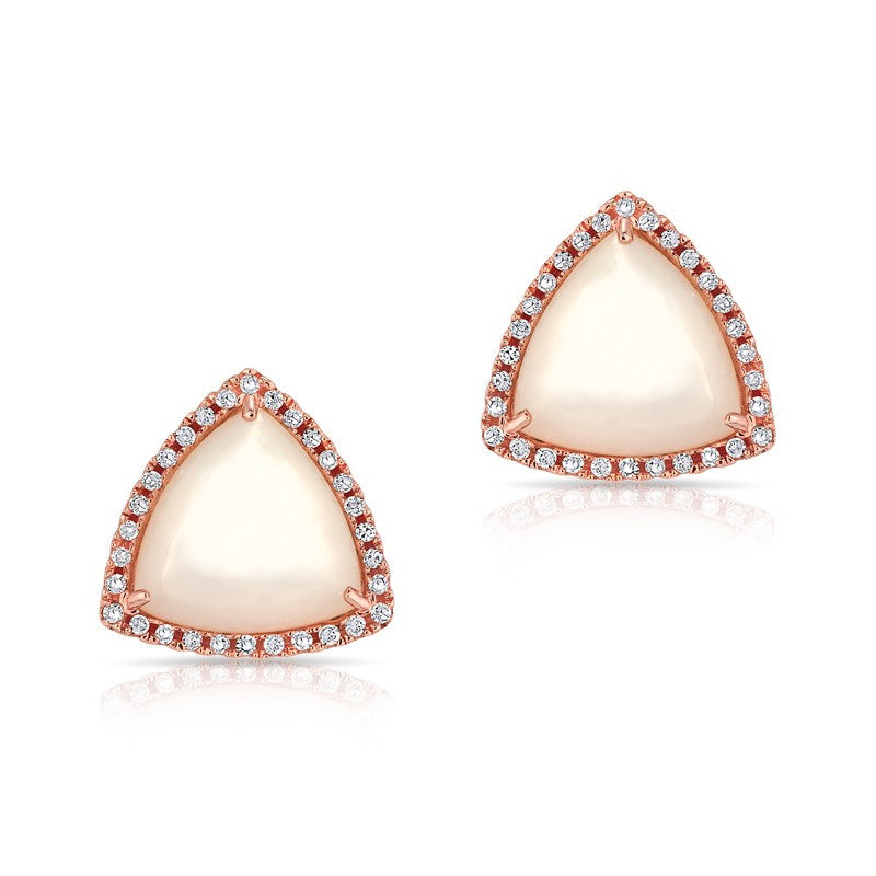 14KT Rose Gold Mother of Pearl Diamond Triangle Earrings