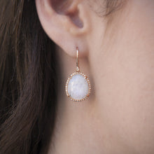14KT Rose Gold Diamond Moonstone Organic Earrings