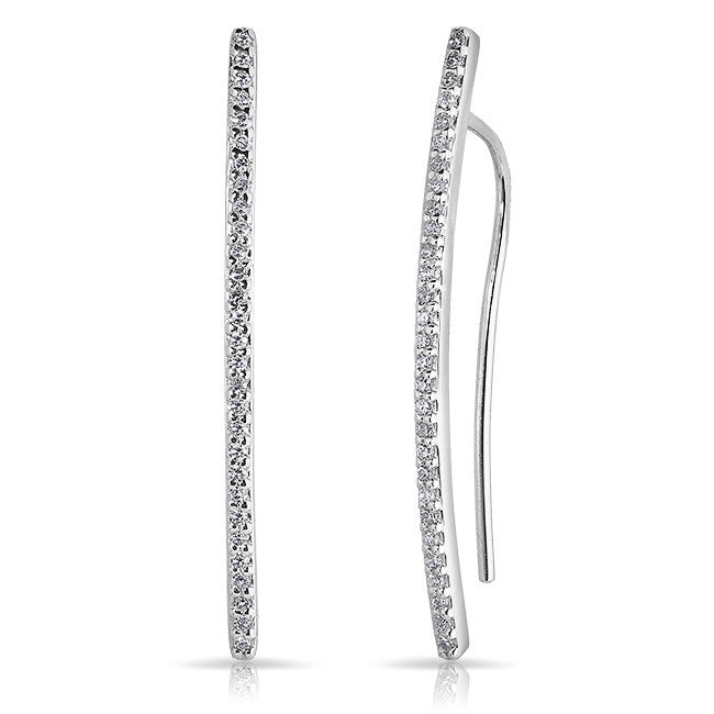 14KT White Gold Diamond Mini Wishbone Earrings