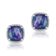 14KT White Gold Shimmer Lapis Cushion Diamond Earrings