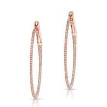 14KT Rose Gold Diamond 1 1/2" Hoop Earrings