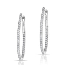 14KT White Gold Diamond Pear Hoop Earrings