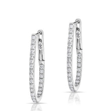 14KT White Gold Diamond Pear Medium Hoop Earrings