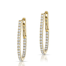 14KT Yellow Gold Diamond Pear Medium Hoop Earrings