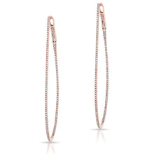 14KT Rose Gold Diamond Large Pear Hoop Earrings