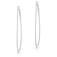 14KT White Gold Diamond Large Pear Hoop Earrings