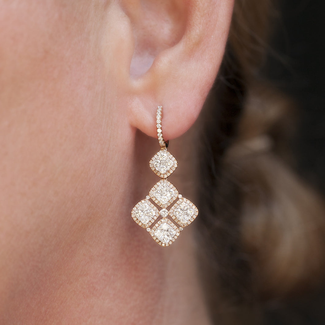 18KT Rose And White Gold Diamond Marie Antoinette Earrings